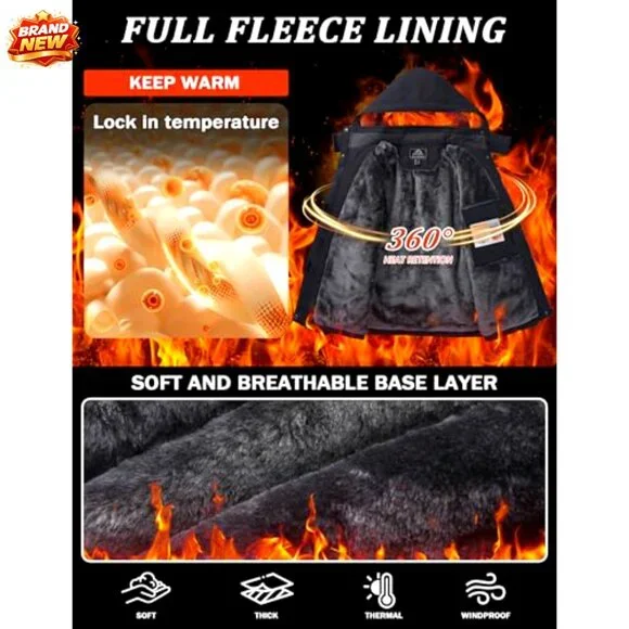 Women's Waterproof Insulated Ski Jacket with Fleece Lining and Hood - Picture 2 of 7